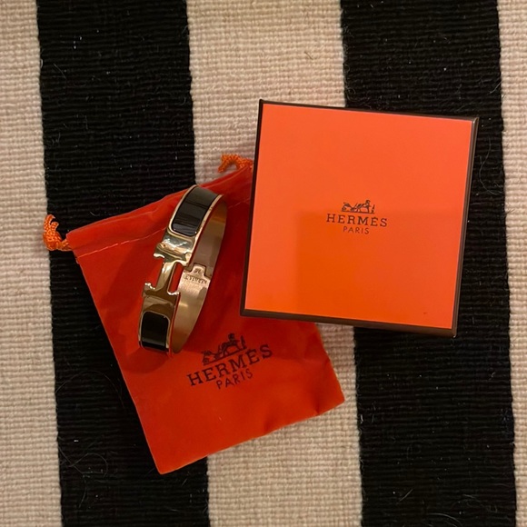 HERMES Clic Clac H Bracelet Black&gold - Picture 6 of 14